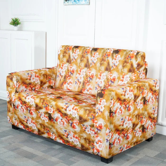 Orange Flower Elastic Sofa Slipcovers