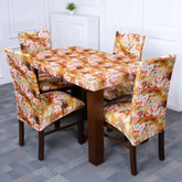 DivineTrendz Exclusive - Orange Flower Elastic Chair & Table Cover