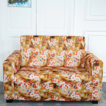 Orange Flower Elastic Sofa Slipcovers