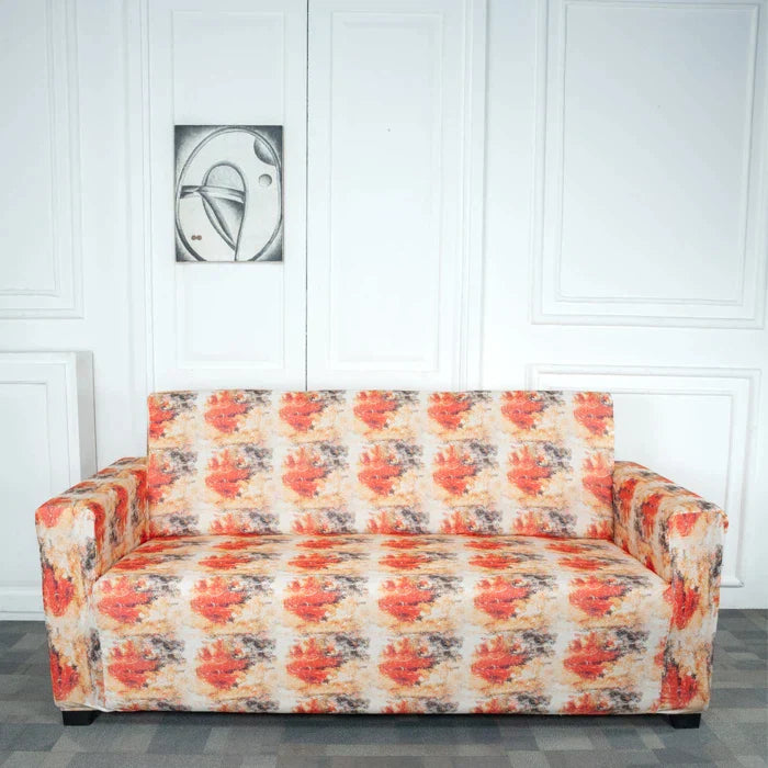 Orange Tie And Die Elastic Sofa Slipcovers