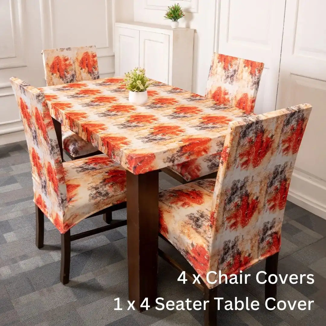 Orange Tie and Die Elastic Chair Table Cover 
