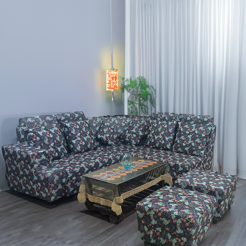 L-Shape Sofa Cover - Poppy Print