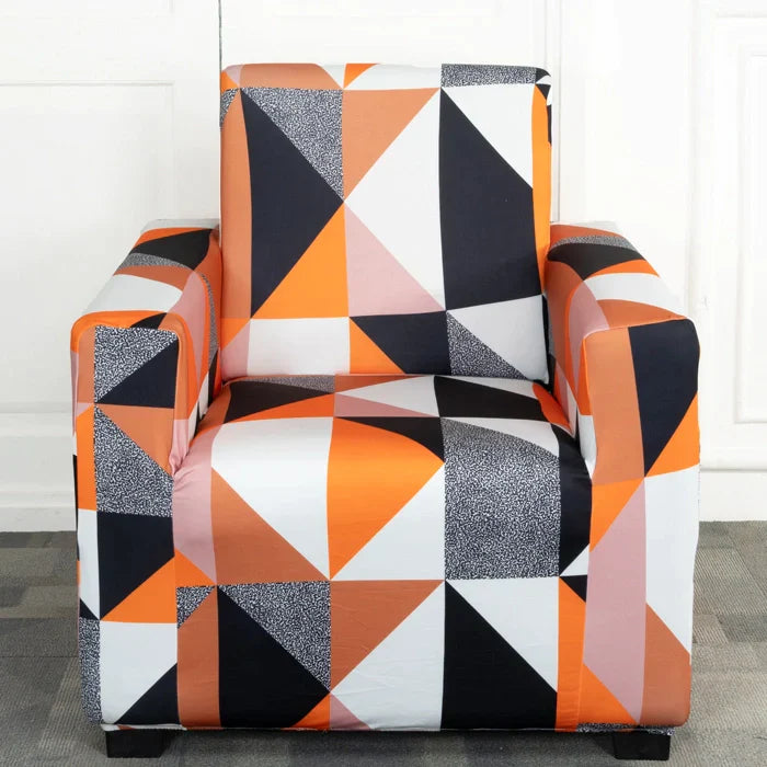 Prism Orange Design Elastic 1 Seater Sofa Cover