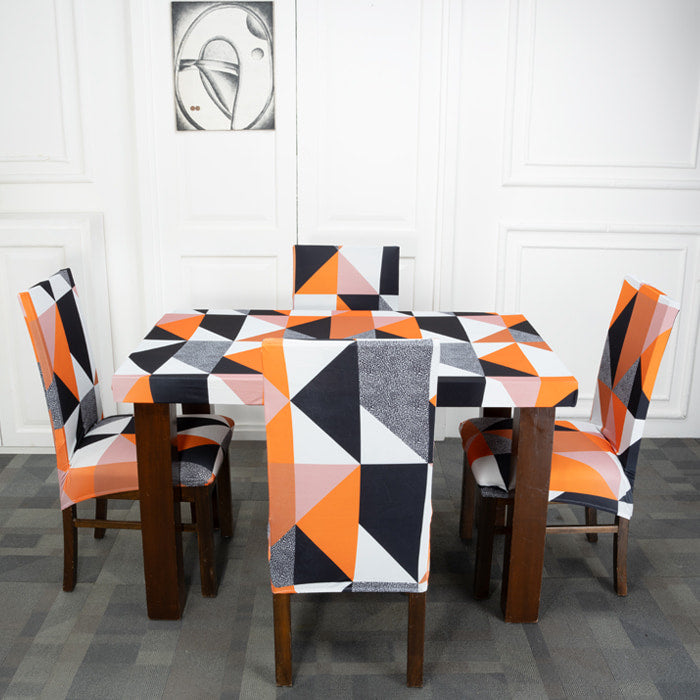 Prism Orange Design Elastic Table Chair Cover