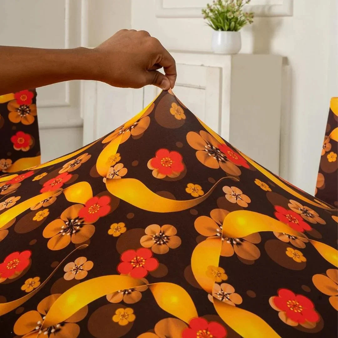 Retro Flowers Elastic Chair Table Cover