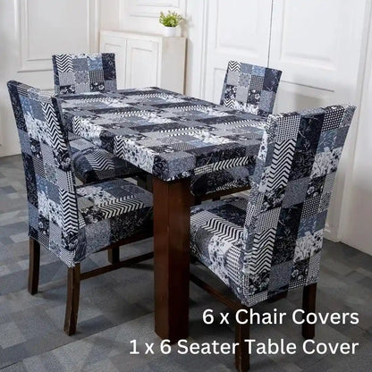 Snow Cubes Elastic Chair & Table Covers Set