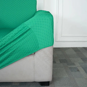 Teal Weaves Elastic Sofa Cover