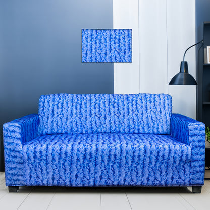 Blue Ruffled Elastic Sofa Slipcovers