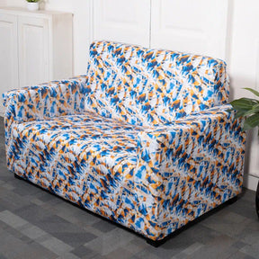 White Blue Feather 2 seater sofa covers