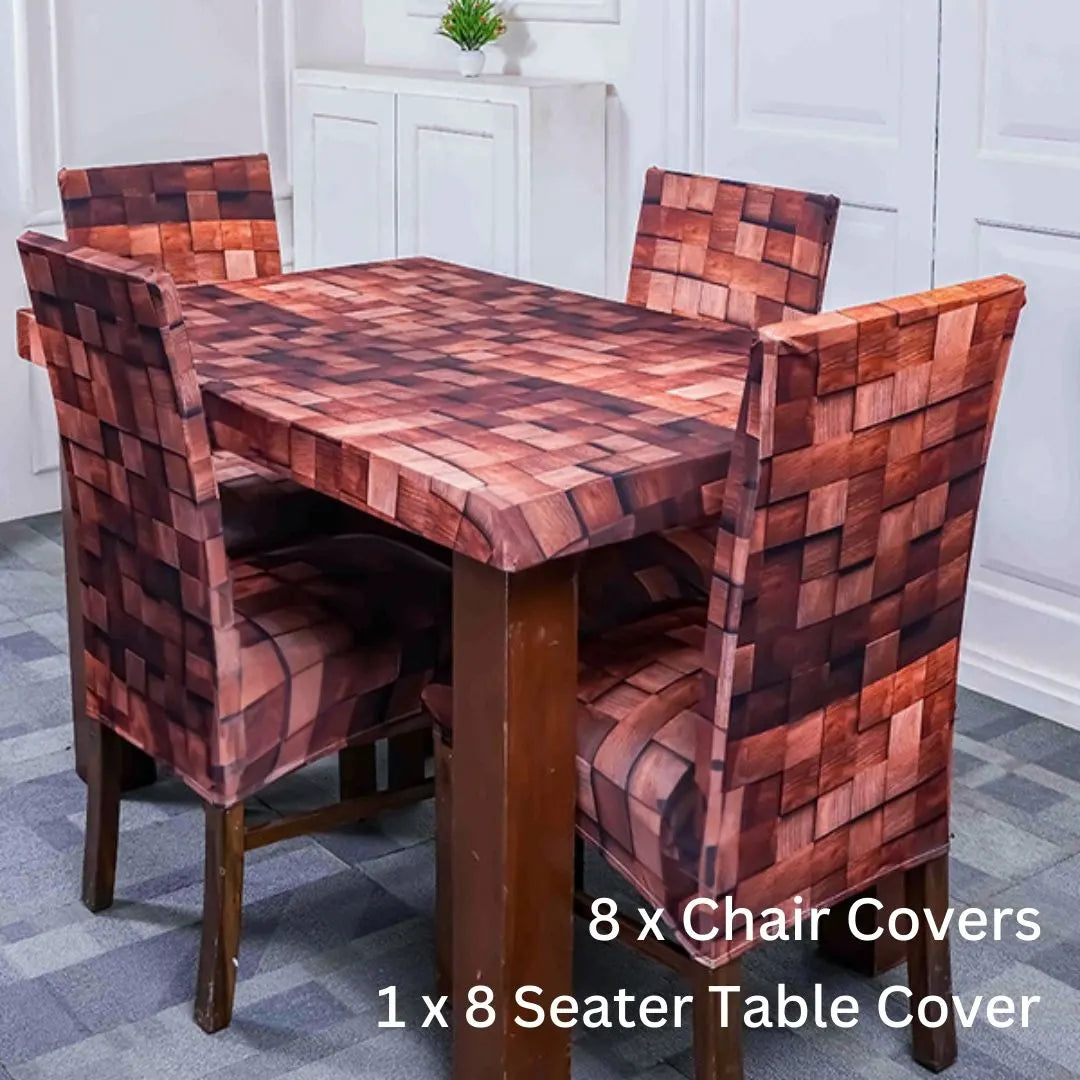 Wooden Block Elastic Chair & Table Cover 