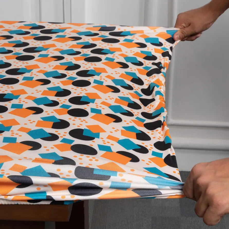 DivineTrendz Exclusive - Abstract Geometry Elastic Table Cover