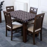 DivineTrendz Exclusive - Black Leaves Elastic Table Cover