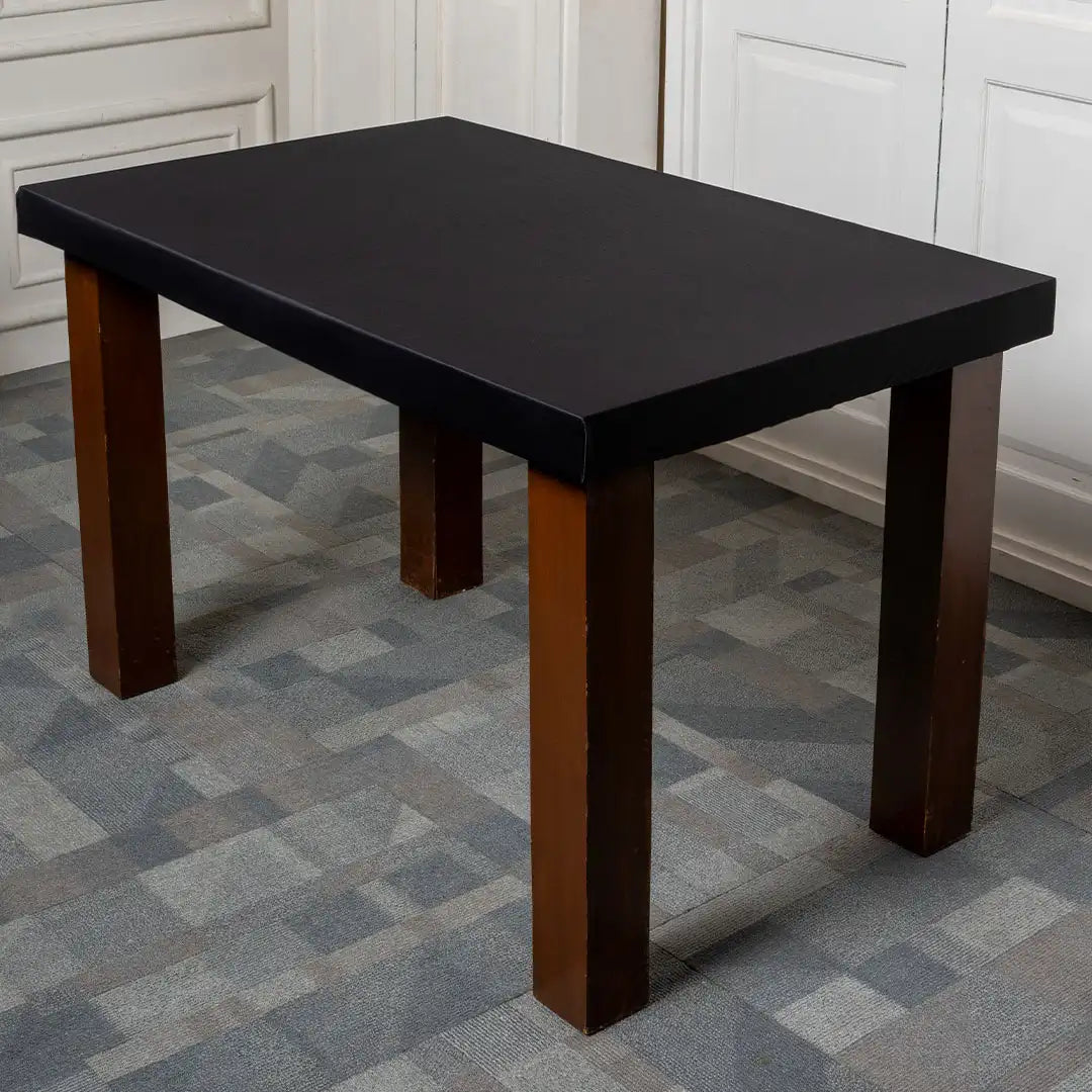  Black Solid Elastic Table Covers