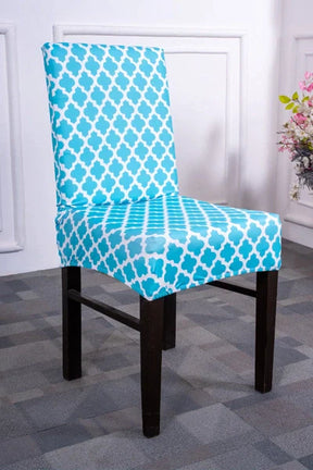 Blue Diamond Elastic Chair Cover Set