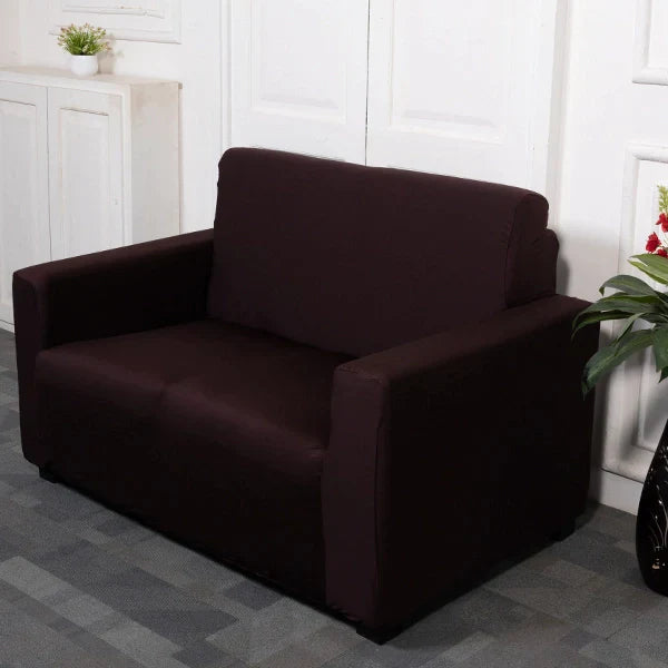 Brown Solid Elastic Sofa Covers Set