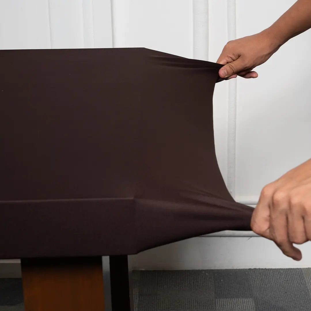 Brown Solid Stretchable Table Cover