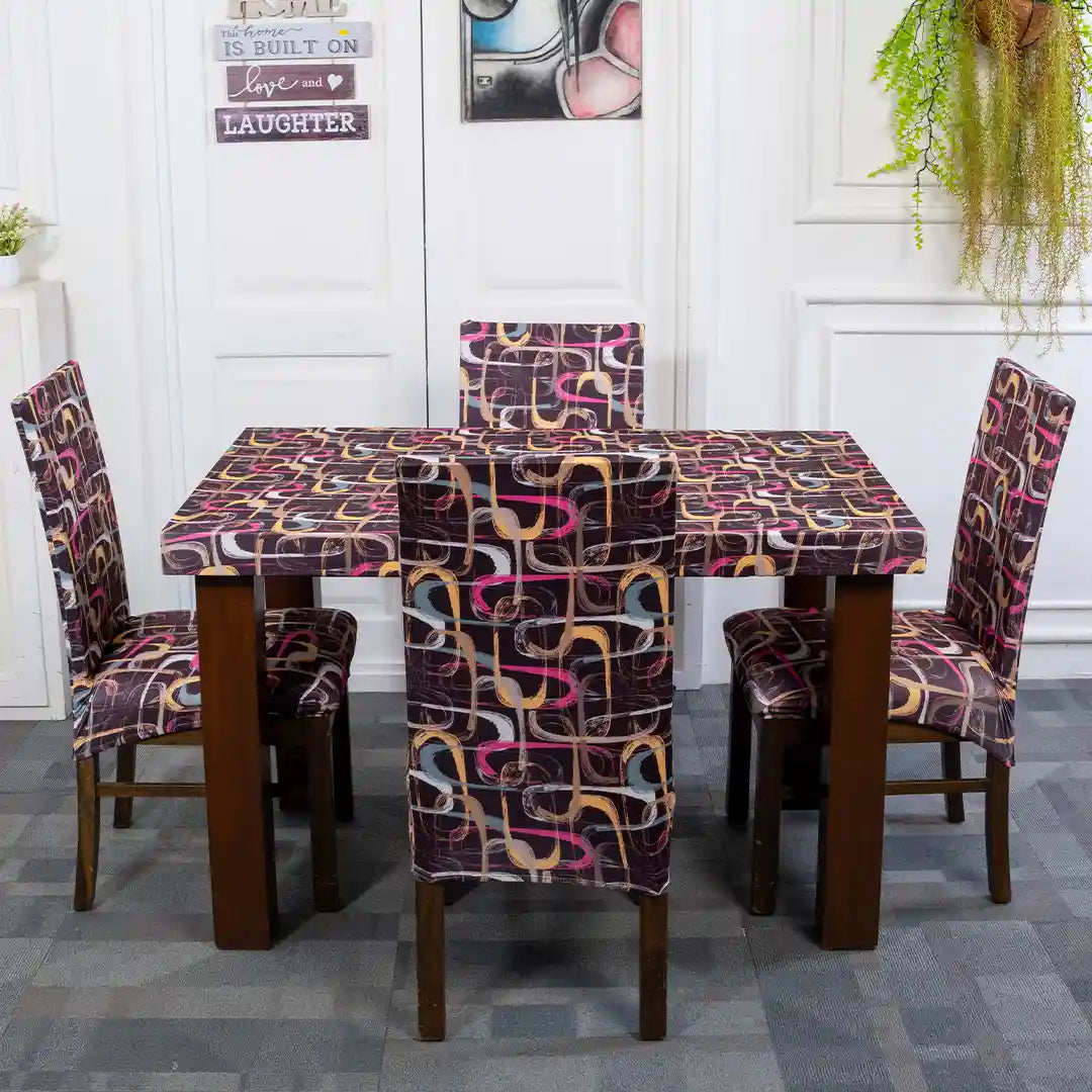  Colorful maze Elastic Chair And Table Covers Set