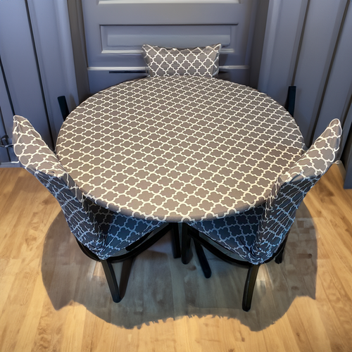 Grey Diamond Elastic round shape table cover