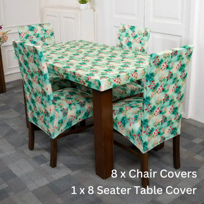 Green Tulip Elastic Chair And Table Cover Set