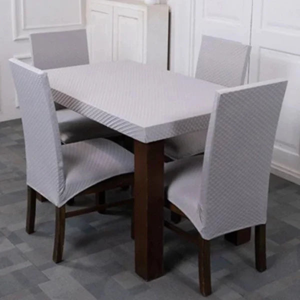 Grey Weaves Dining Table Chair Covers Set