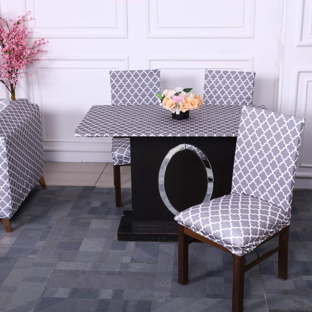 exclusive -grey diamond elastic chair,table & L-shape sofa covers