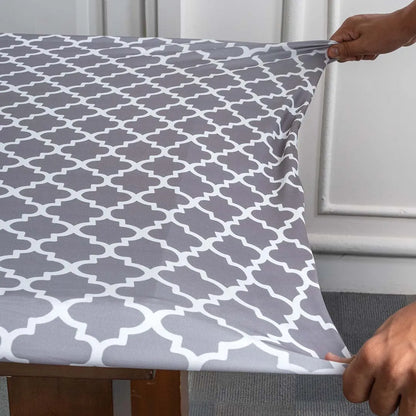 Gray Diamond Elastic Dining Table Covers