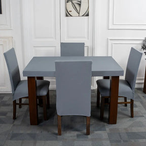 Grey Solid Elastic Chair And Table Covers Set