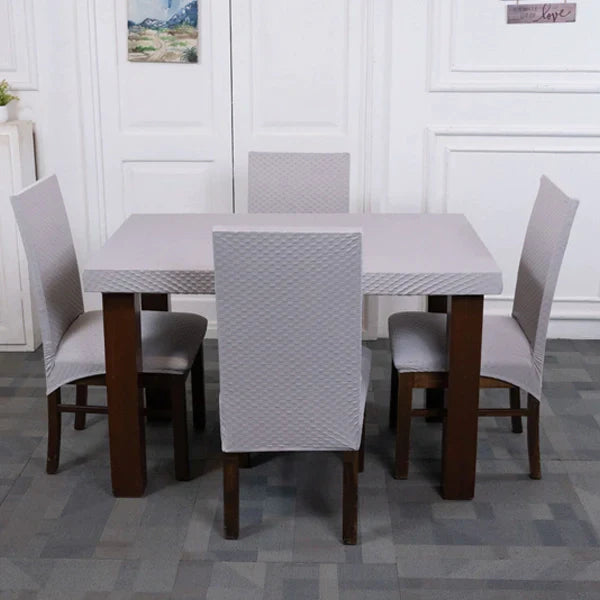Grey Weaves Dining Table Chair Cover 4 Seater