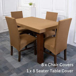 Indian Khakhi Elastic 8 Seater Chair And Table Cover