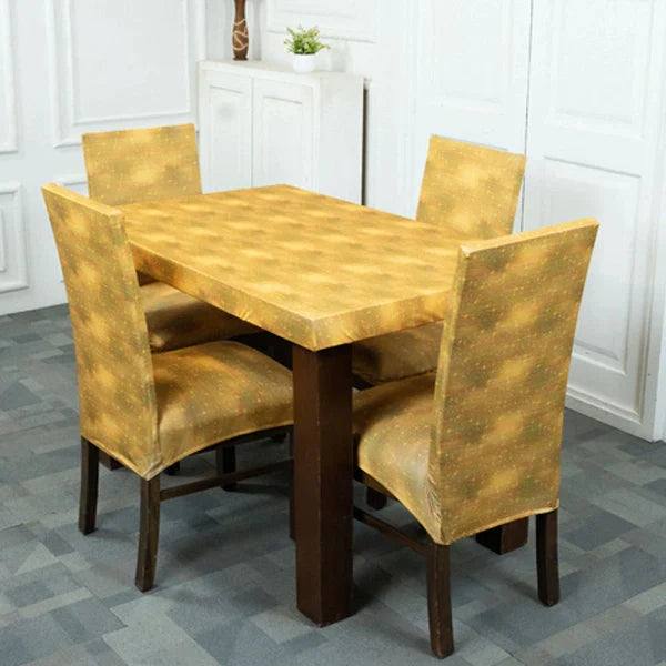 Lighting Yellow Elastic Dining Table Chair Covers