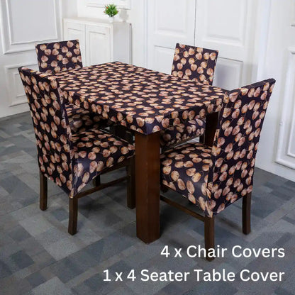 Metalic Leaves Chair And Table Cover