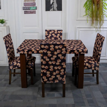 Metalic Leaves Elastic Chair And Table Covers