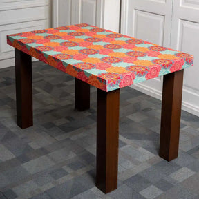 DivineTrendz Exclusive - Multi-Coloured Vintage Motifs Elastic Table Cover