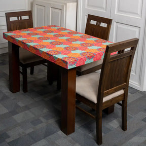 DivineTrendz Exclusive - Multi-Coloured Vintage Motifs Elastic Table Cover