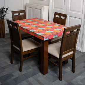 DivineTrendz Exclusive - Multi-Coloured Vintage Motifs Elastic Table Cover