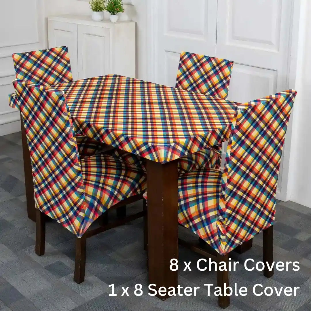 Multi criss cross design dining table cover 8 seater