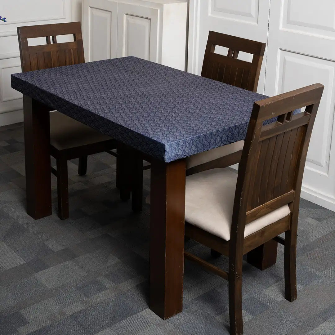 Navy Blue Abstract Elastic Table Covers Set