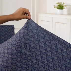 Navy Blue Abstract Stretchable Chair And Table Cover 