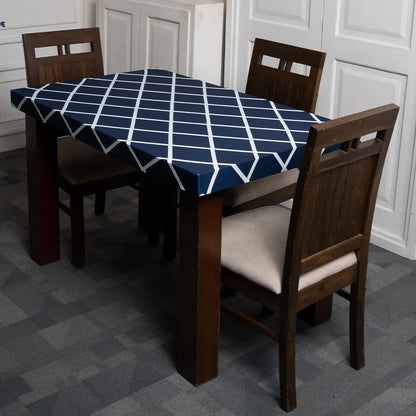 Navy Blue Checks Elastic Table Covers Set