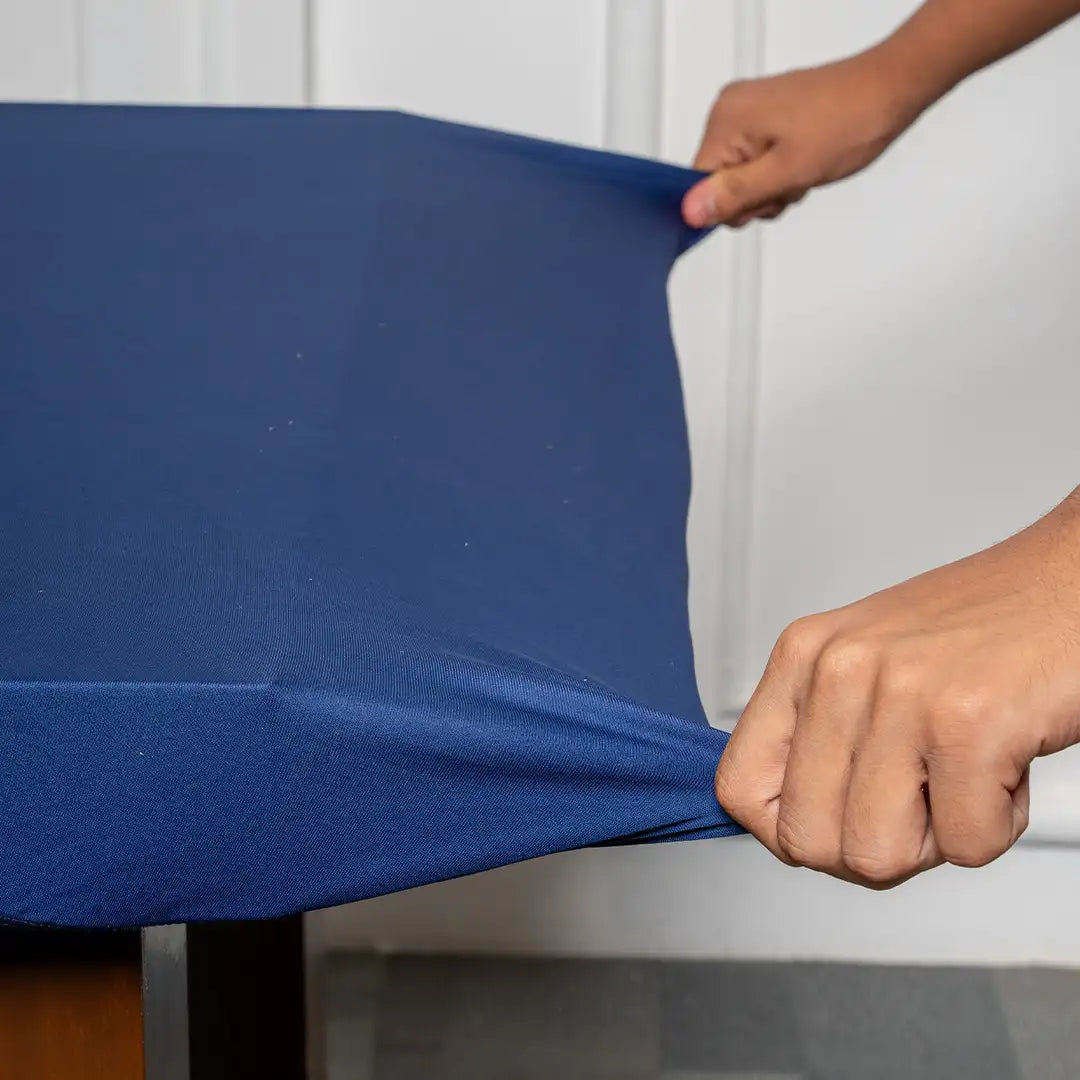  Navy Blue Solid Stretchable Table Cover