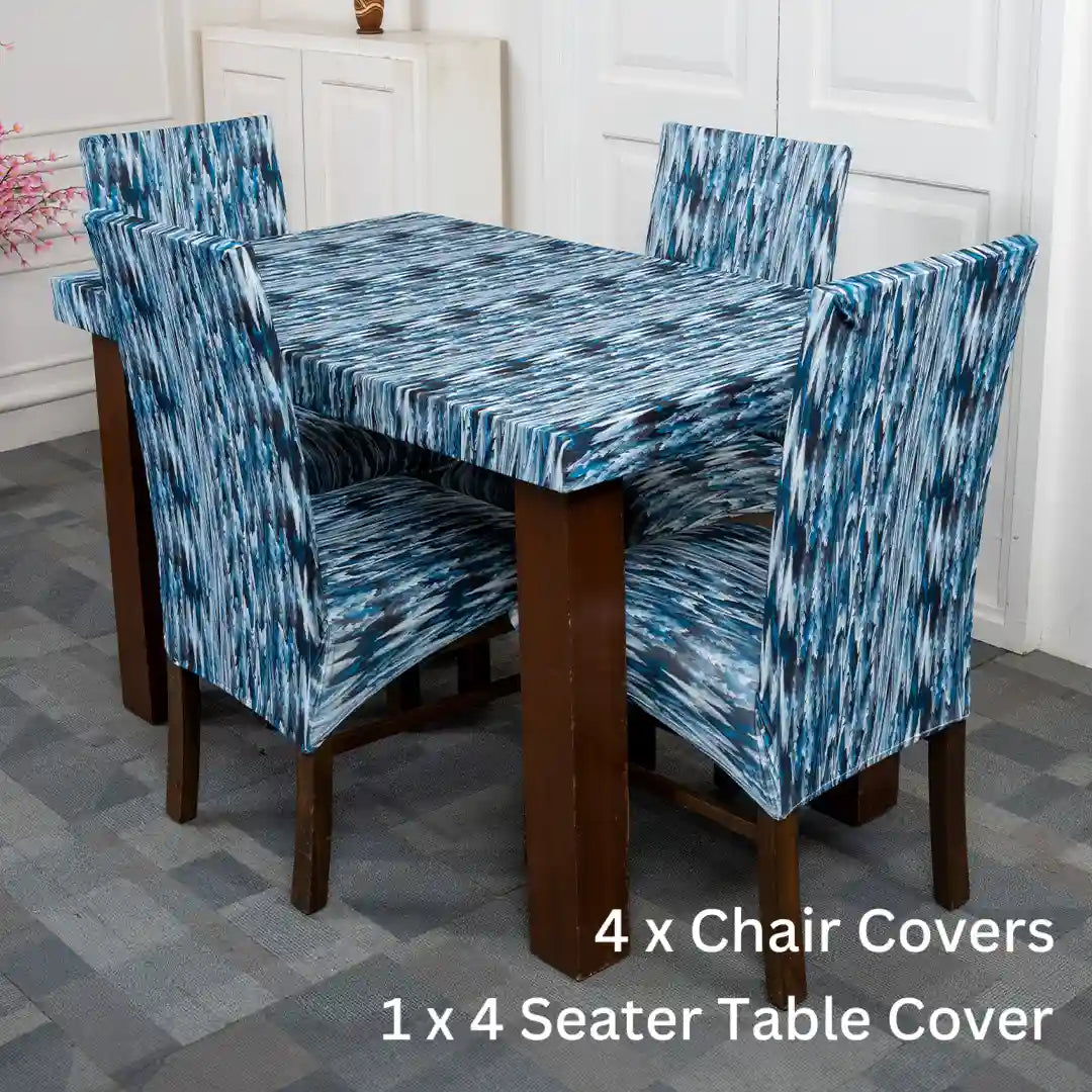 Blue Stripe Elastic Chair And Table Cover