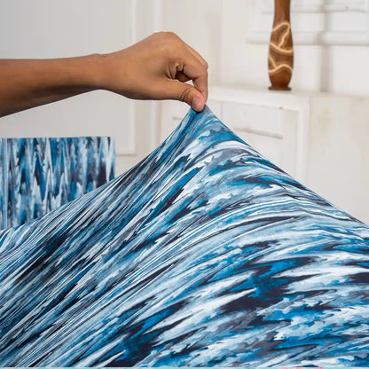 Blue Stripe Stretchy Chair And Table Cover