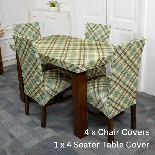 Plaid Pattern Elastic Chair And Table Cover