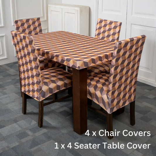 3D Polygon Striped Elastic Chair And Table Cover 