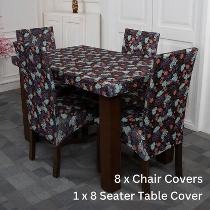 DivineTrendz Exclusive - Poppy Print Elastic Chair & Table Cover