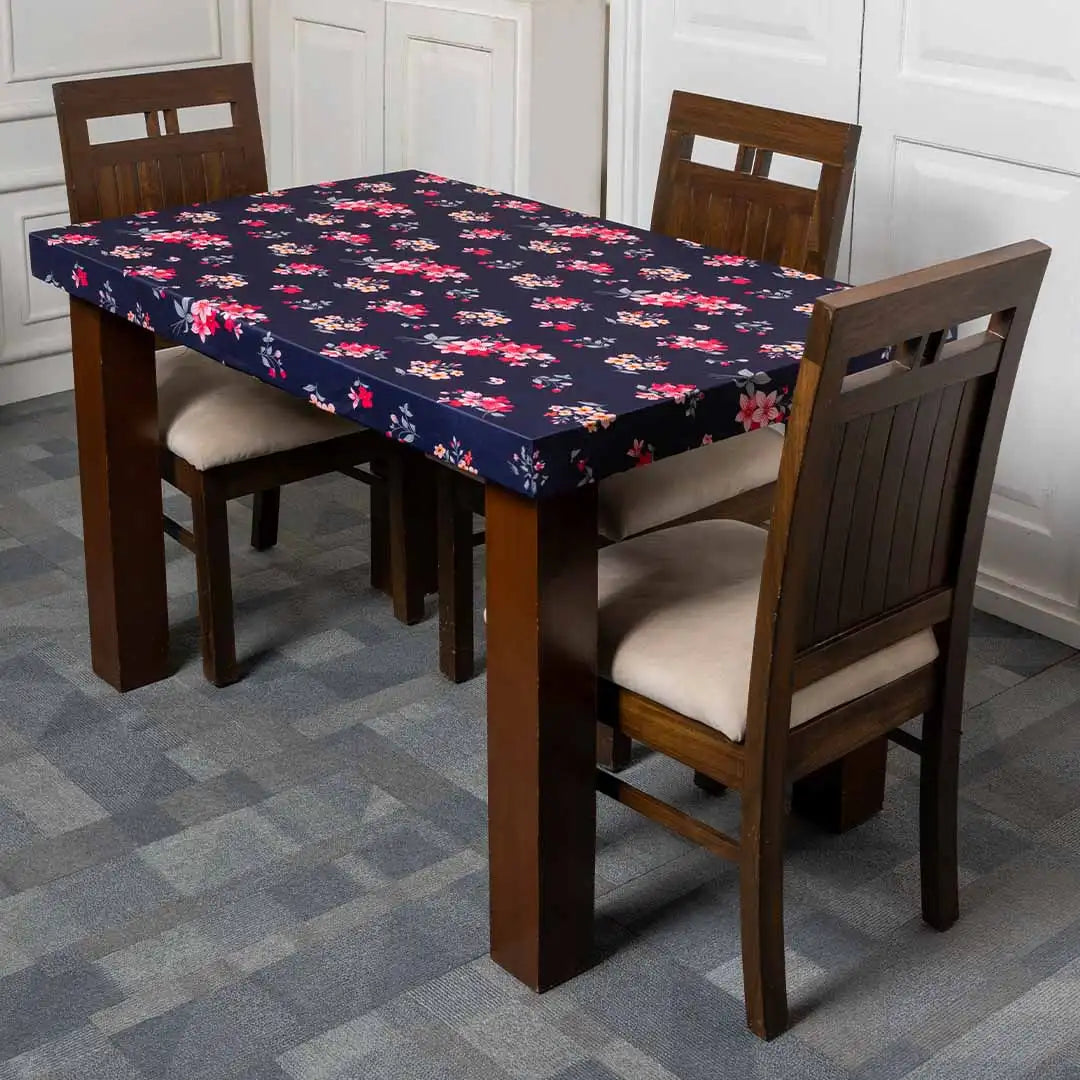 Purple Flower Elastic Table Cover Set
