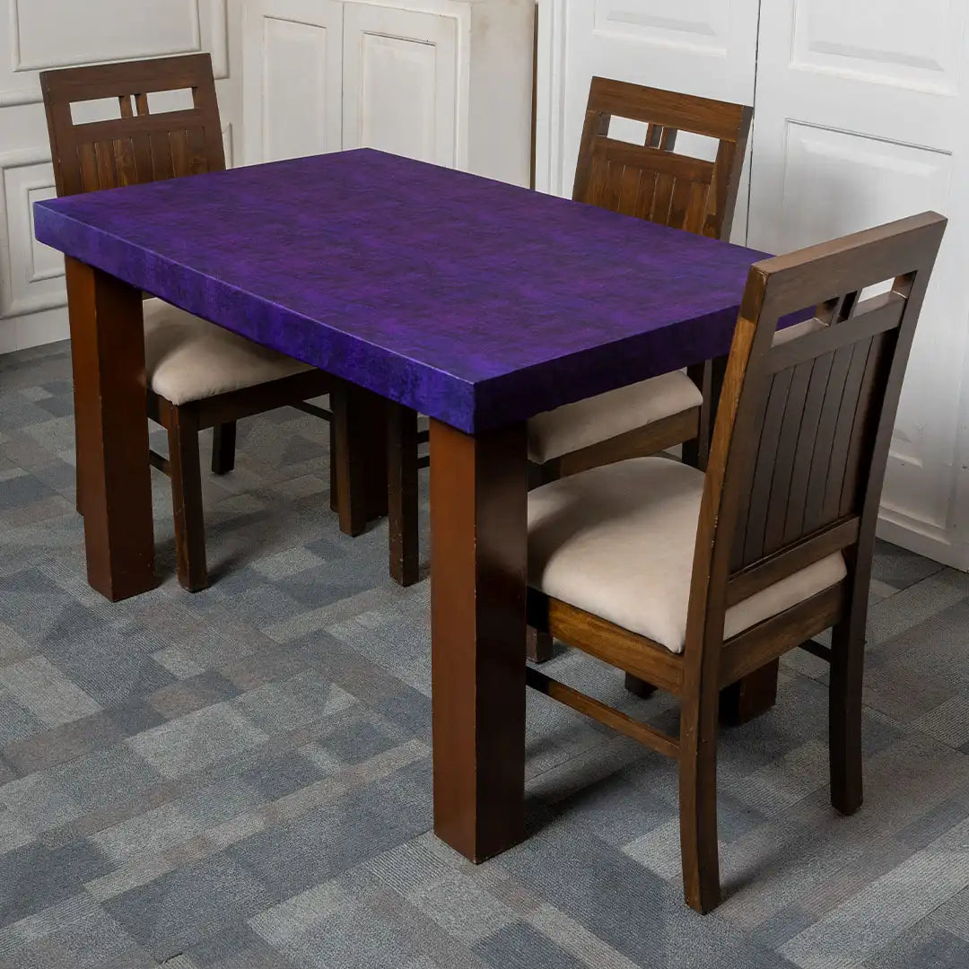 Purple Velvet Elastic Table Cover Set