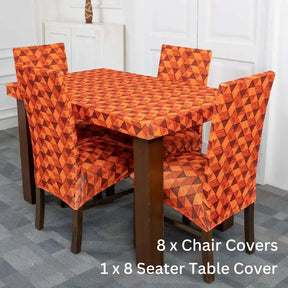 3d pyramind premium elastic dining table cover 8 seater