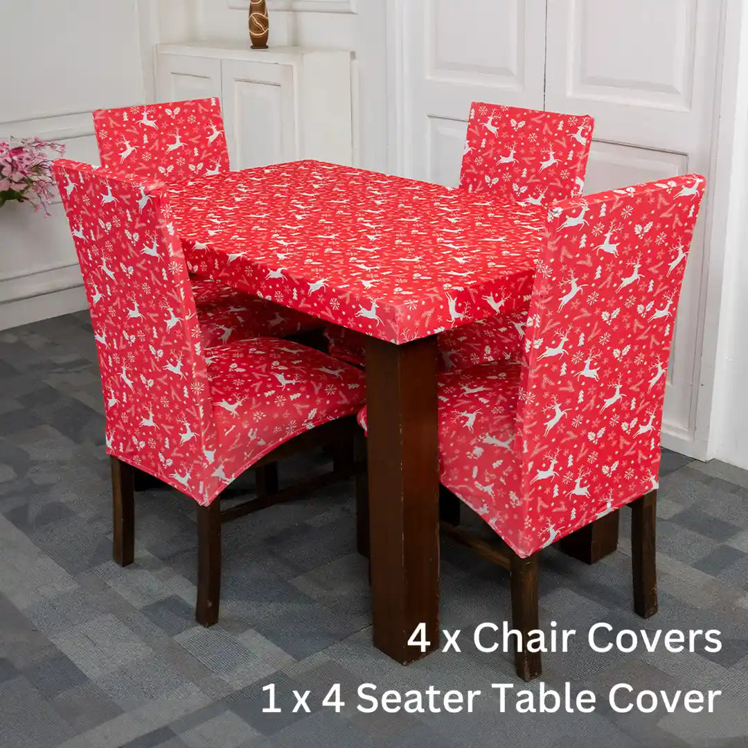  Reindeer Print Elastic Chair And Table Cover