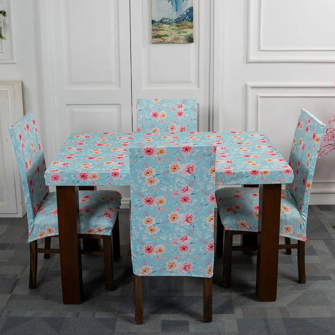  Summer flower Elastic Chair And Table Cover Set